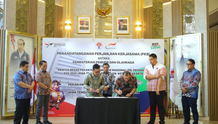 Menpora Dito Saksikan Penandatanganan Perjanjian Kerjasama Peparnas XVII