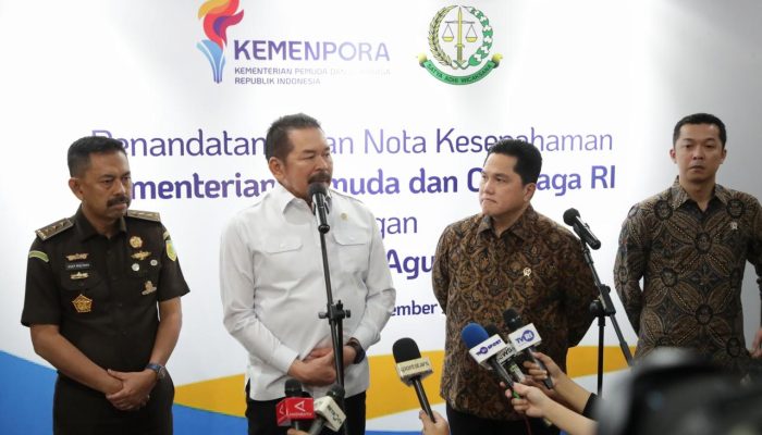 Menpora Erick Thohir dan Jaksa Agung ST Burhanuddin Resmikan MoU Penguatan Sinergi Hukum, Kepemudaan, dan Keolahragaan
